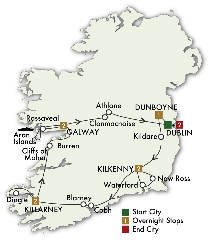 Irish Legends Tour map