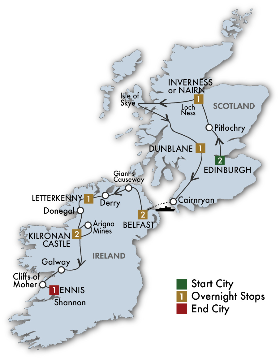 Scots and Irish Tour map