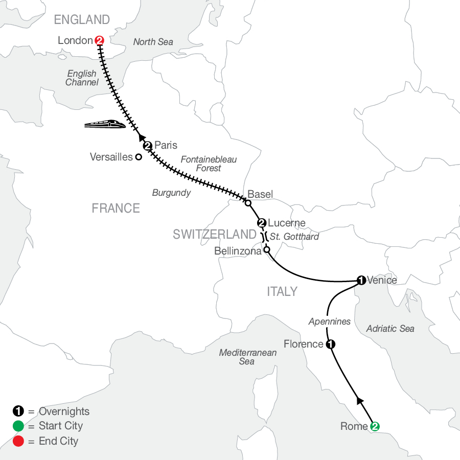 Essential Europe Tour map